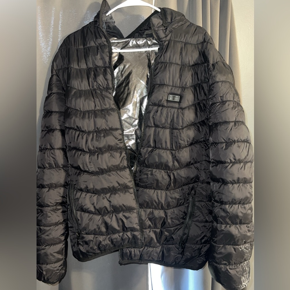 Black Off Brand Battery Powered Heated Jacket